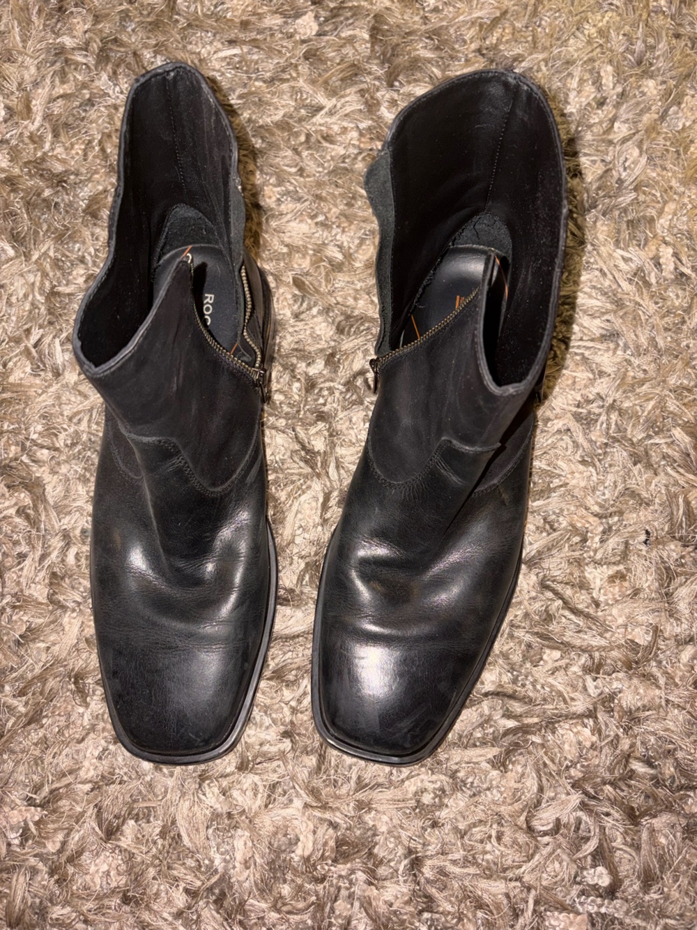 Rockport Black Leather Chukka Zip Boots mens
